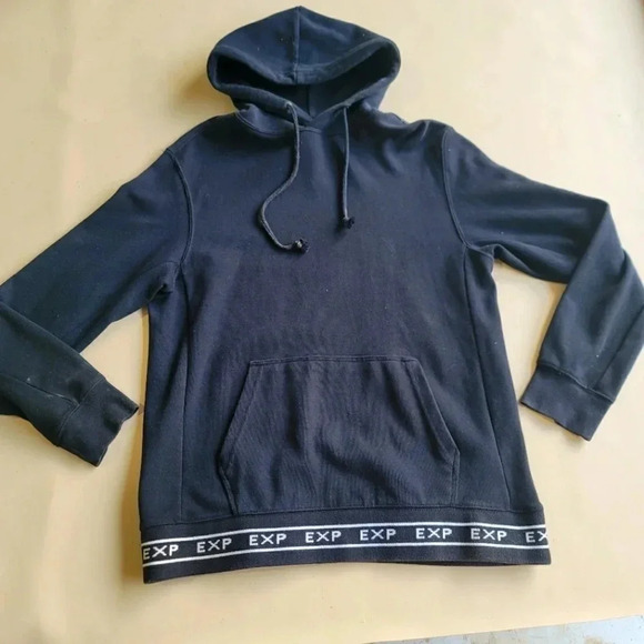 Express Quality+Fit Hoodie Men's Black White Logo Pull Over Hooded Sz M - Picture 1 of 8